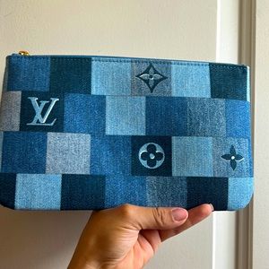 Louis Vuitton Denim clutch Neverfull wristlet